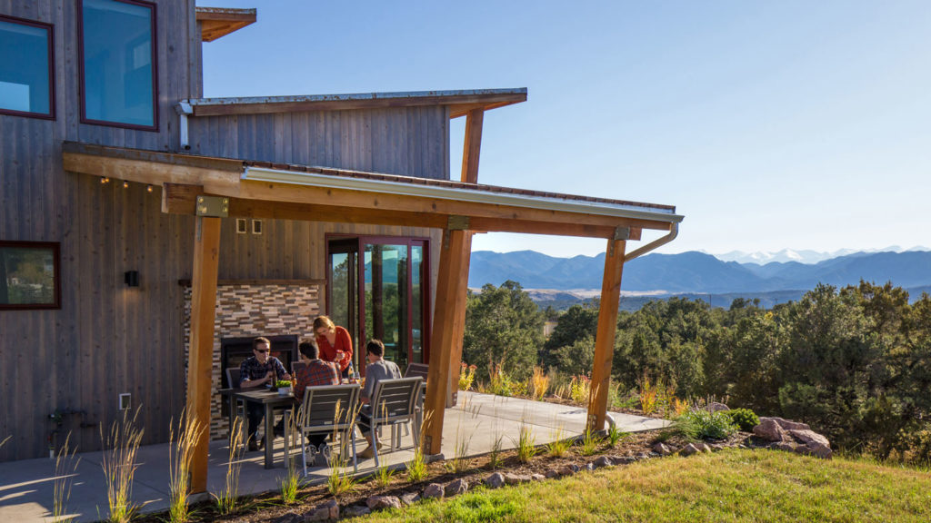 large patio with each luxury cabin