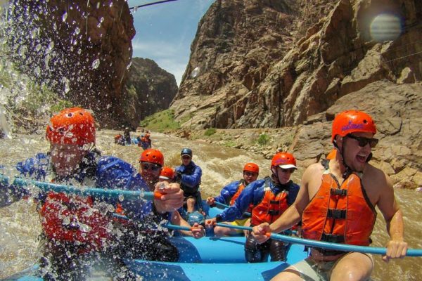 paddle crew below the Royal Gorge Bridge