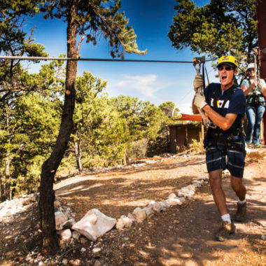 A running start for a zipline ride